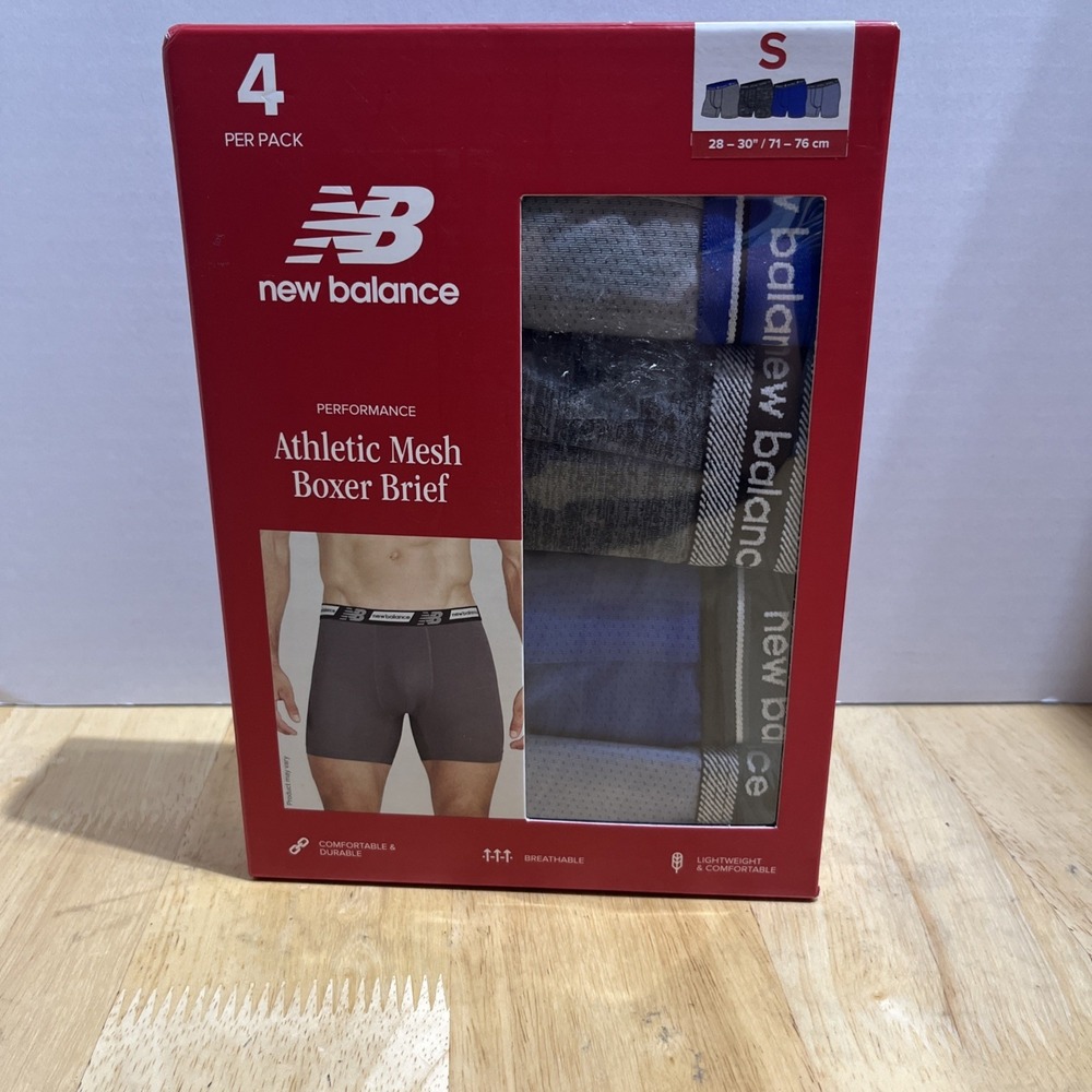 New Balance Men's 4 Pack Performance Athletic Mesh Boxer Brief Men's S 28-30